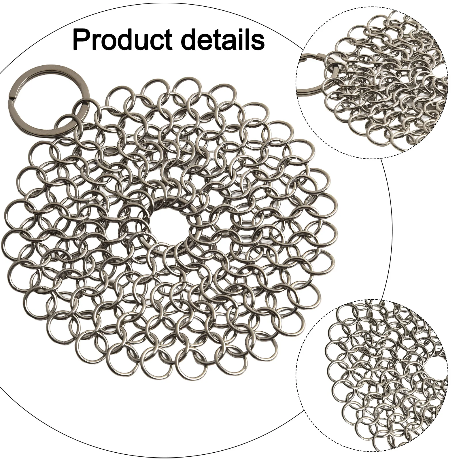 316 Stainless Steel Chain Cleaning Brush 4 Or 7 Inch Cast Iron Cleaner Chain Mail Scrubber Brush Pan Net Kitchen Supplies