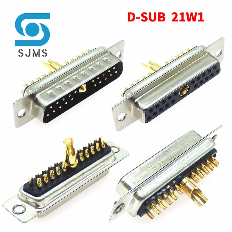 DB 21W1 30A Gold Plated Male / Female High Current Connector D-SUB Adapter Solder Type 20+1 21Pin Plug Socket Welding High Power