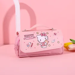 Piórnik Kawaii Sanrio Hello Kitty Anime Student Stationery Storage Bag Large Capacity Portable Handheld Kuromi Pen Bag Girl