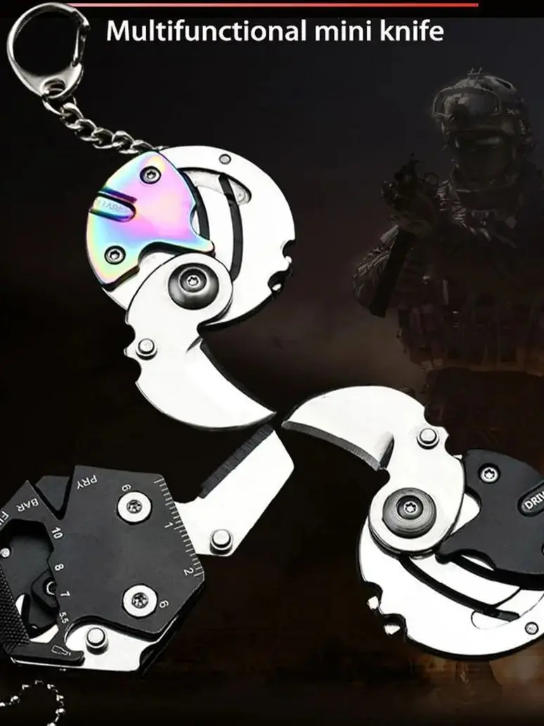 متعددة الوظائف للطي سكين جيب في الهواء الطلق مفك أداة إصلاح صغيرة قلادة الرقبة مفتاح EDC أداة سكين الفاكهة القابلة للإزالة #2