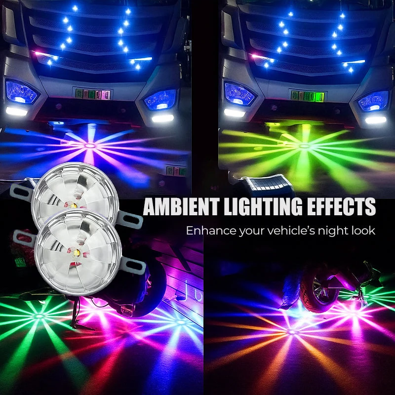 

1 Pair Universal Waterproof LED Chassis Lights Car Truck LED Ambient Light Colorful Flashing Lighting Motorcycle Decorative Lamp