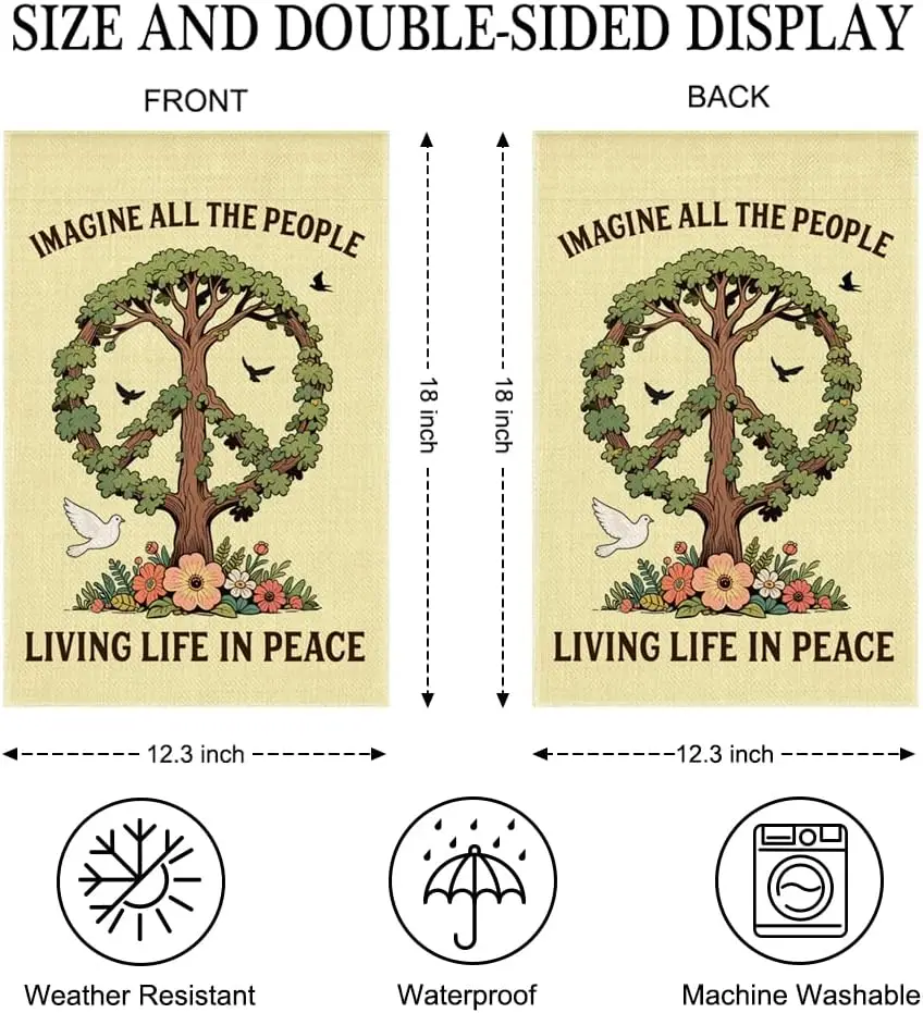 تخيل جميع الأشخاص الذين يعيشون الحياة في السلام حديقة العلم مزدوجة الوجهين ساحة الديكور في الهواء الطلق 12x18 بوصة ، علم الشرفة الوحدة ، T ZZJ