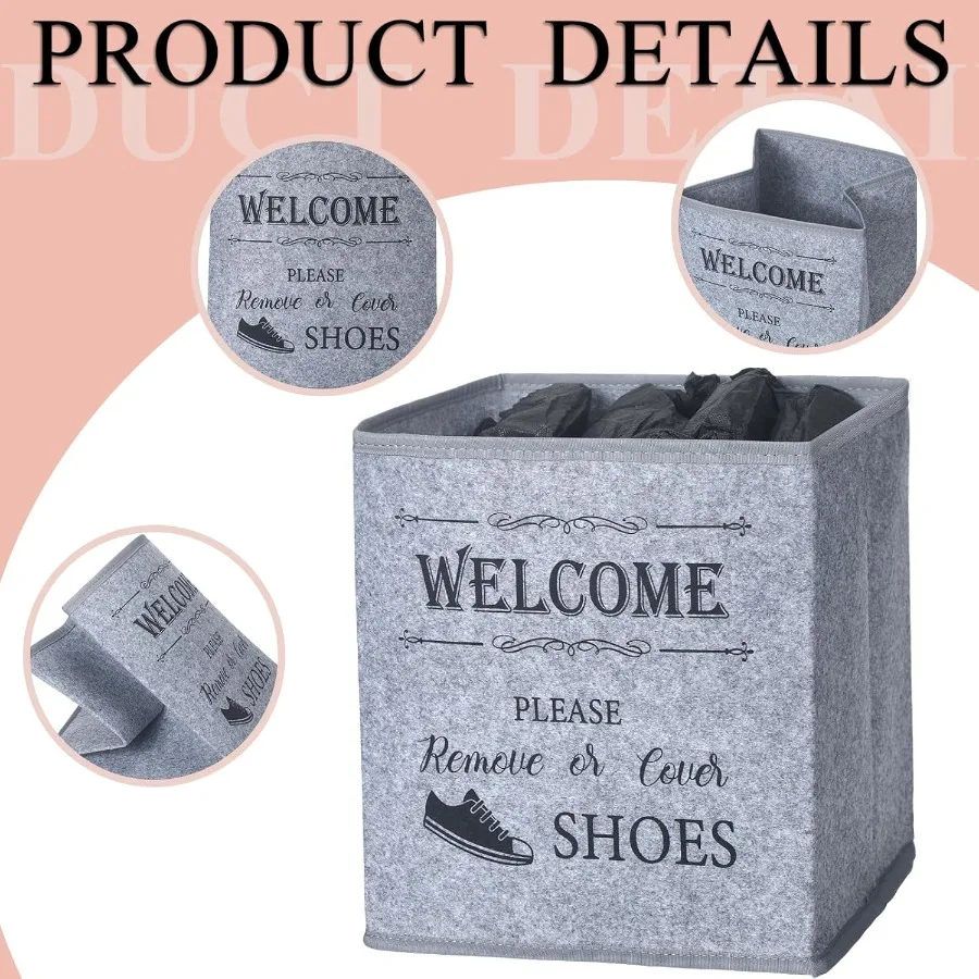 使い捨てシューズカバー200枚とシューズカバーボックスディスペンサーセット2個、折りたたみ式収納付き、室内ゲスト用、オープンハウスイベントに最適