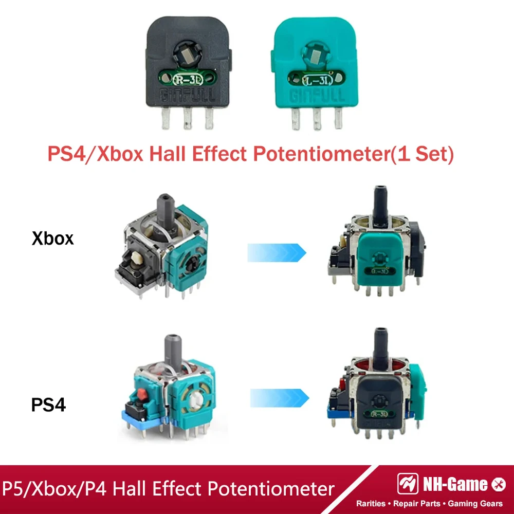 5pairs Accessoies Joystick Axis Resistor Hall Effect 3D Analog Potentiometer For PS5 Gamepad Stick Micro Switch Sensor Module