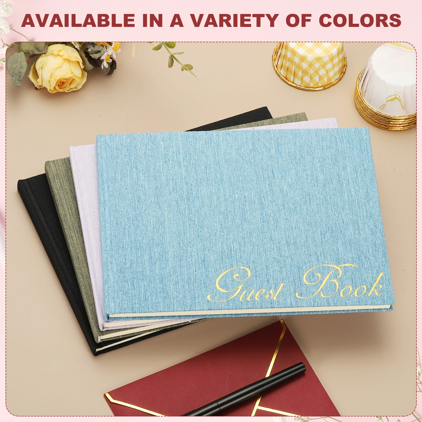

Элегантная тканевая обложка Гостевая книга 23x18 см Свадебная гостевая книга Стильная вывеска в книге с 50 пустыми бумагами 120 г/м для приема на день рождения