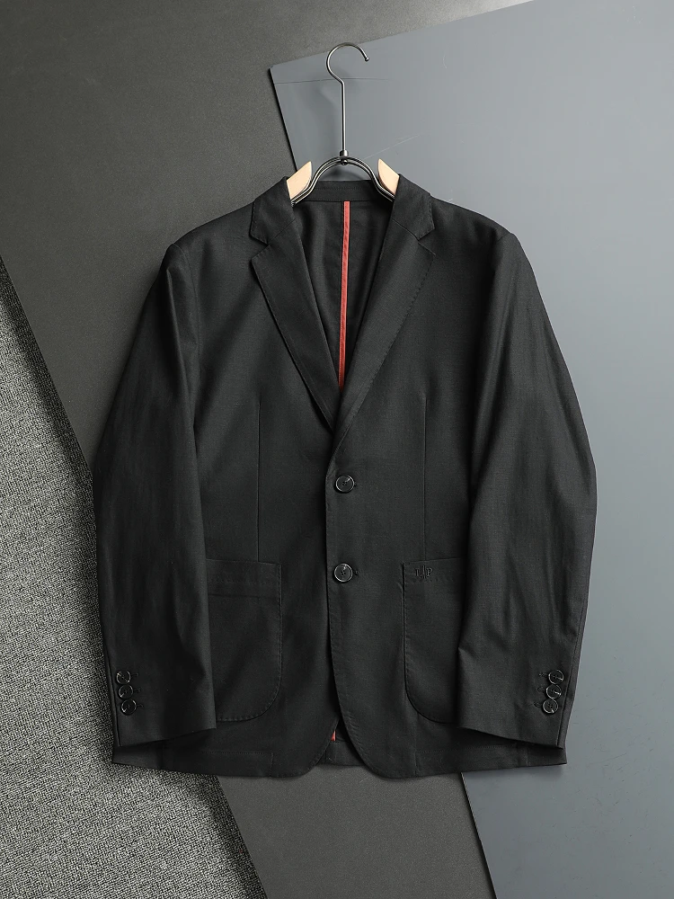 Abito di lino casual da uomo di nuovo arrivo primaverile Jaet Cappotto lungo Sve slim fit di fascia alta Bae ricamato a due bottoni