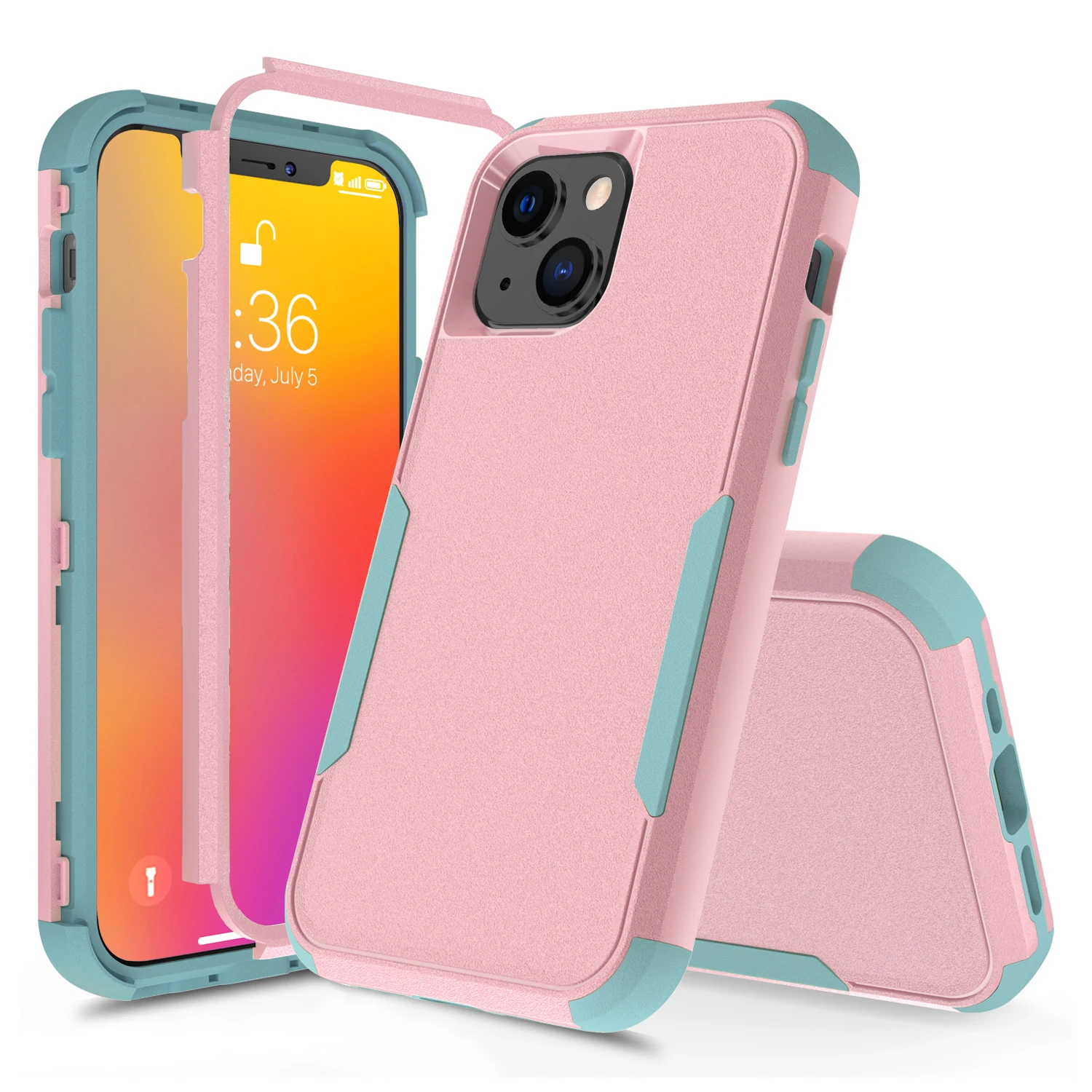 

3-слойный чехол для iPhone 15 14 13 12 11 Pro Max Mini XR XS Max 8 7 15Plus SE 2020 Роскошный противоударный жесткий чехол с мягкими бамперами
