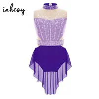 Niños Niñas gimnasia Ballet leotardo vestido de actuación traje de baile lírico brillante Rhinestone patinaje artístico mono Ropa de baile