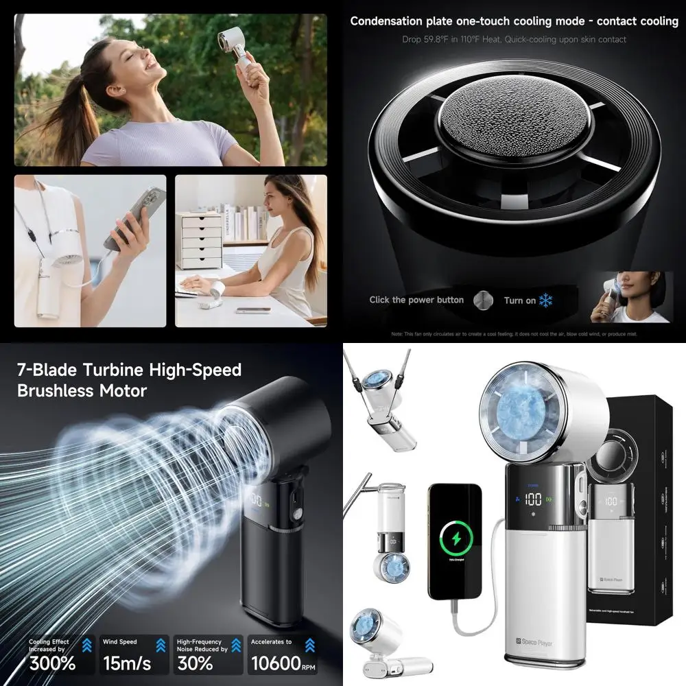 

Перезаряжаемый портативный вентилятор с функцией охлаждения, аккумулятором 9000 мАч, 100 скоростями, встроенным кабелем Type-C, LED-дисплеем, 135° обдув. ° Аджуста