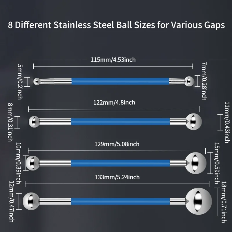 6PCS Stainless Steel Pressed Ball Tile Grout Gap Repairing Stick Caulking Edge Tile Joint Cleaning Glue Removal Tool