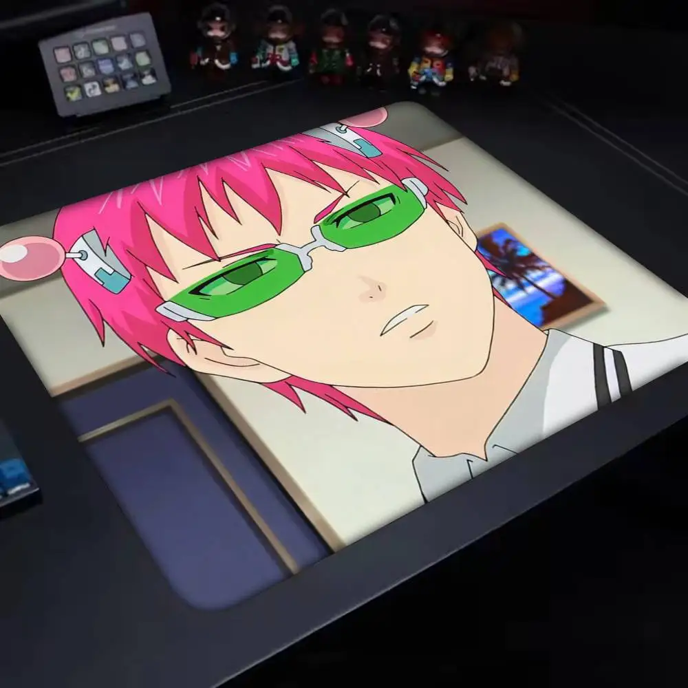 Anime Role Saiki K Chibi Mousepad Small LockEdge For Gamers Computer Desk Pad Rectangular Anti-slip Rubber