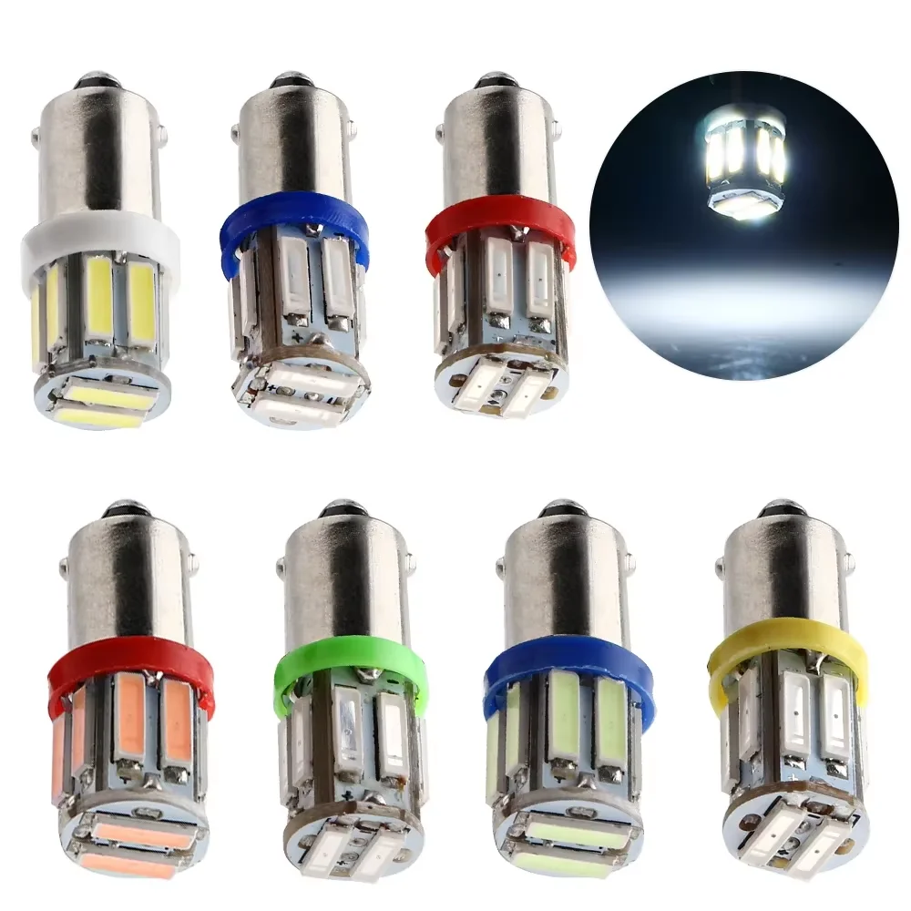 

10PCS DC 12V 24V T11 BA9S 7014 10 SMD 250LM Led Bulb Door Side Map Indicator Reverse Reading Tail Light Car White Red Blue Amber