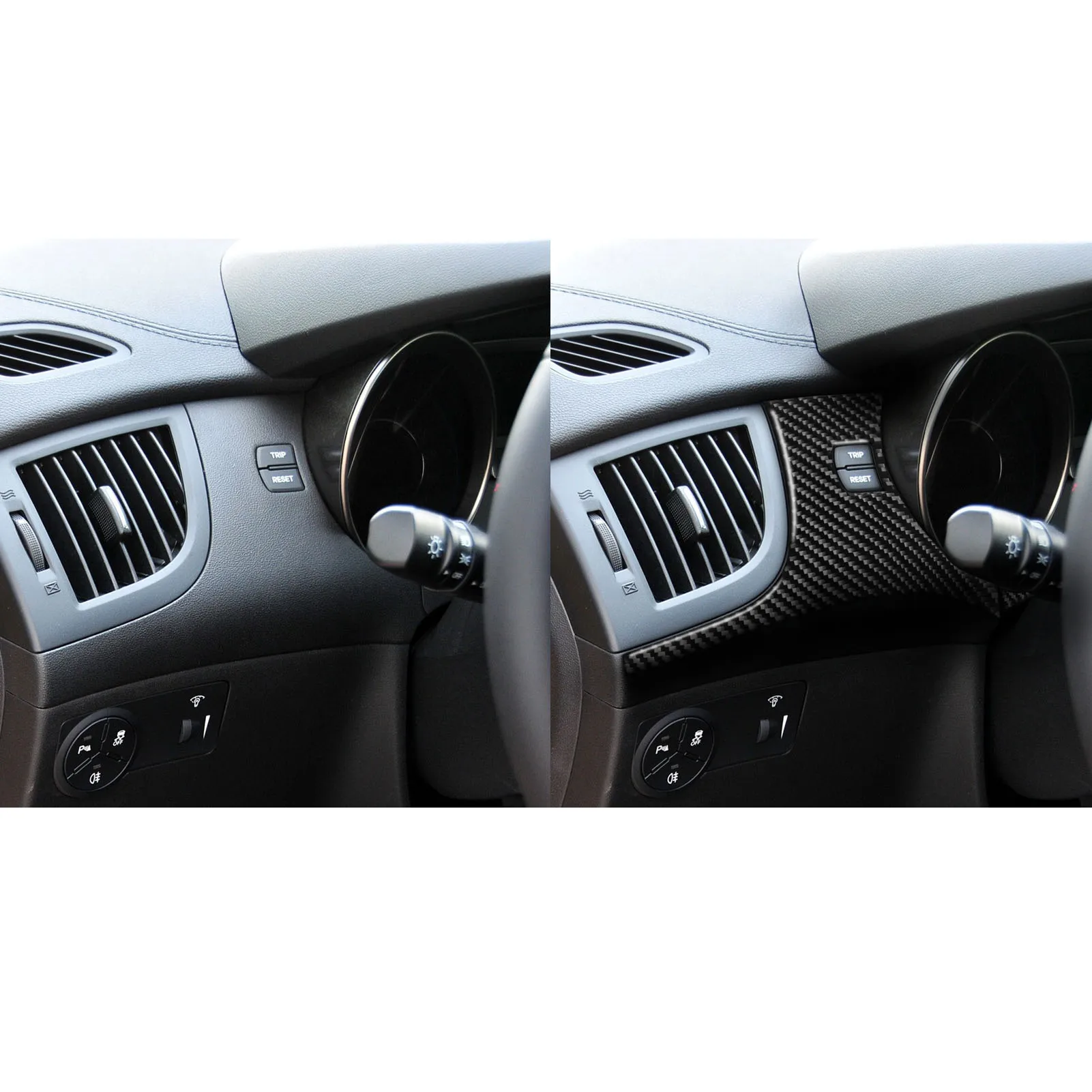 

Для Hyundai Genesis/R Rohens Coupe 2013-2016, автомобильные аксессуары, спидометр из углеродного волокна, объемная панель, внутренняя крышка, наклейка