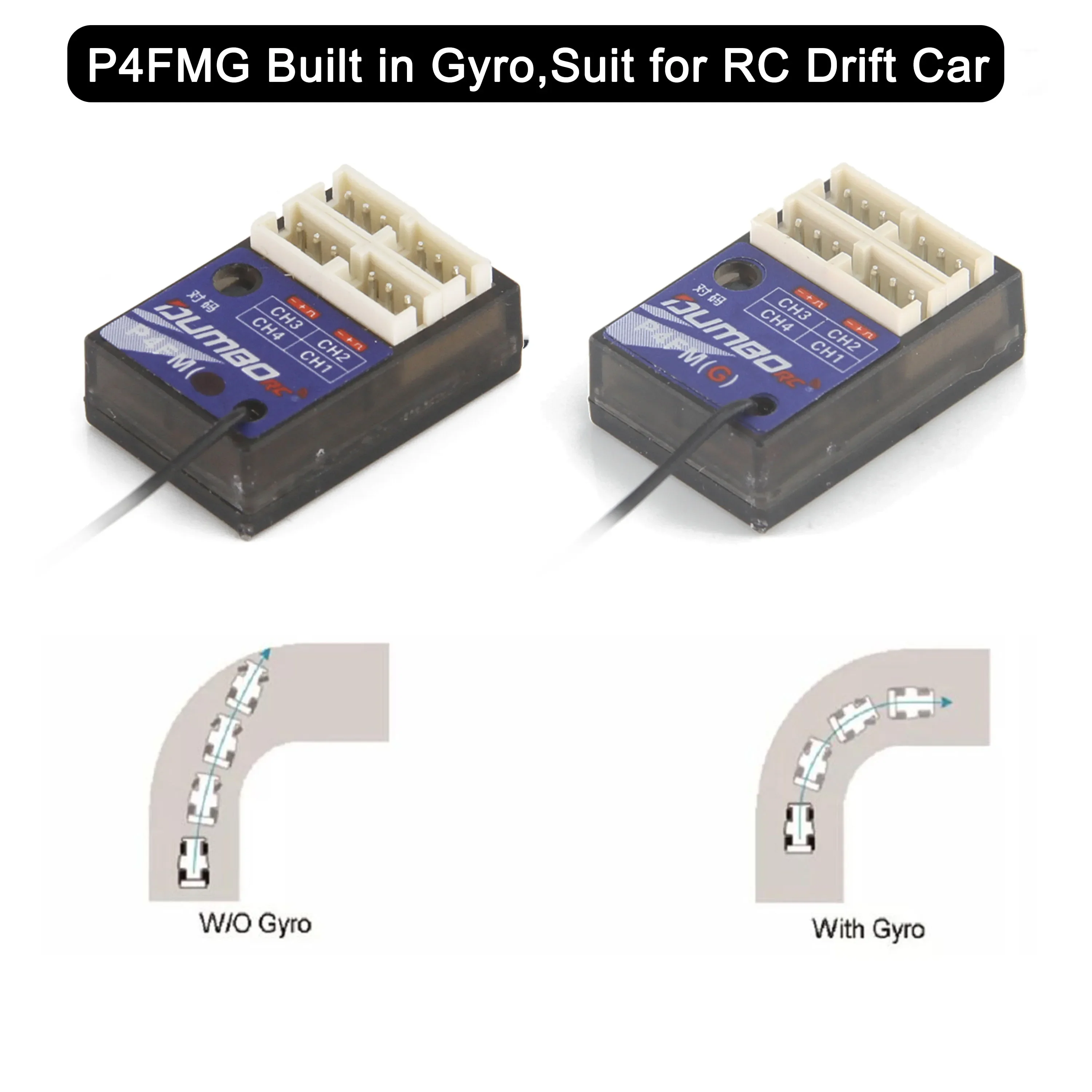 1/2PCS DUMBORC 4CH Gyro Mini Empfänger P4FM P4FMG PWM für X4 X6 X6PM-350 Sender Fernbedienung RC DIY Auto Boot Flugzeug