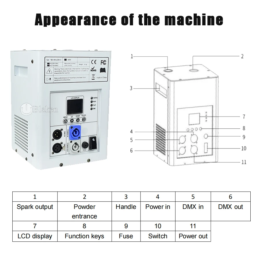 Máquina de faísca fria com 2 Flight Case, fogo de artifício, casamento DMX, controle remoto, máquina Sparkular, Ti Powder, 0 Tax, 4Pcs, 600W