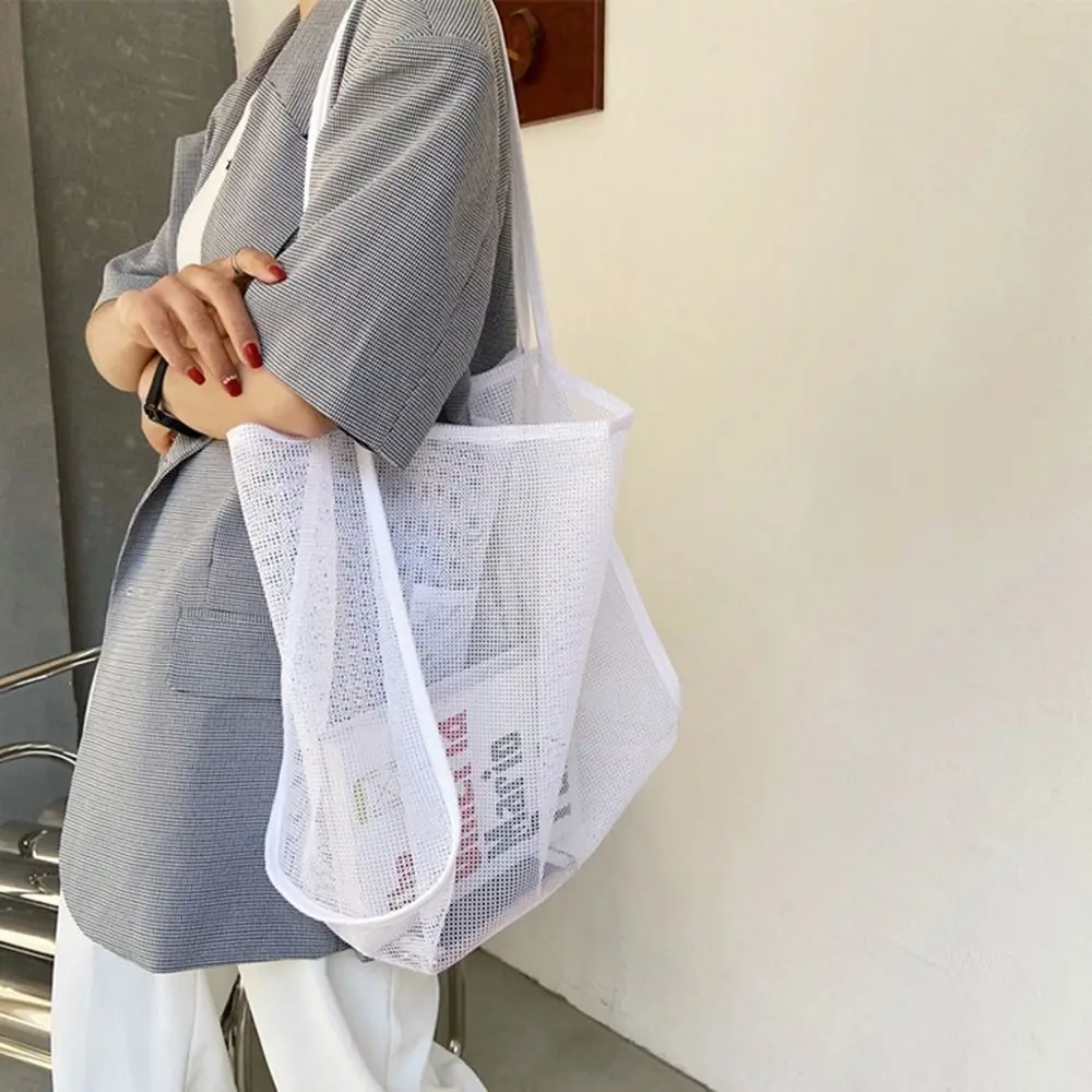 Luz Versátil Praia Malha Saco, Bolsa Transparente, Sacola, Malha Bolsa De Ombro, Saco De Compras, Moda