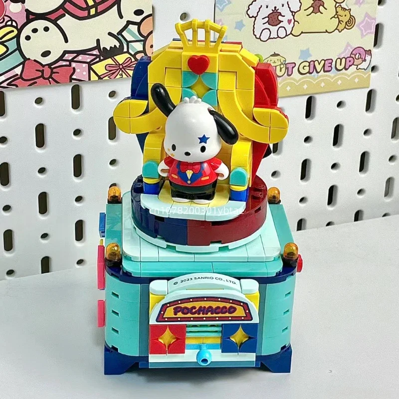 Keeppley sanrio pochacco magická cirkus stavba bloků kuromi hellokitty anime povaha scéna kreativní ozdoba děti hraček dar