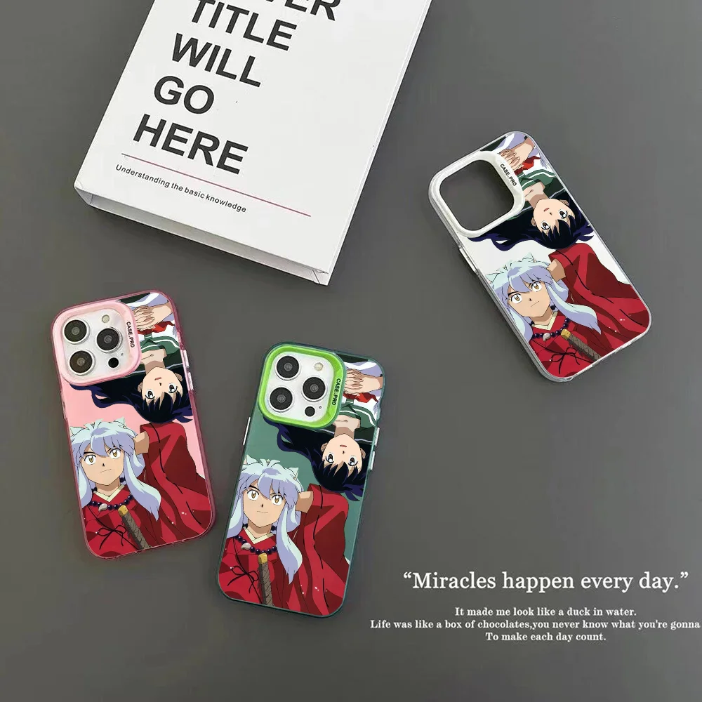 Hot Japan Anime Inuyasha Higurash Phone Case IMD Color Silver Shell For IPhone 16 15 14 13 12 Pro Max Plus