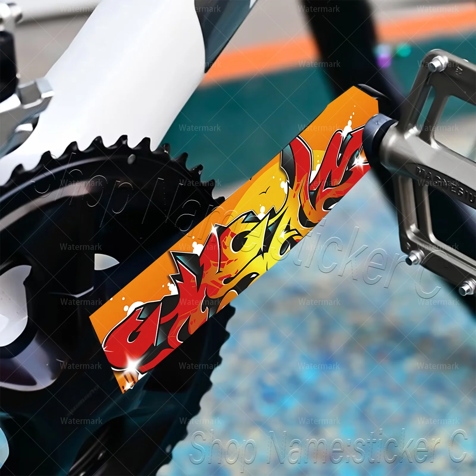 

Graffiti Flame Bike Crank Stickers (1 Pair), Waterproof Anti-Scratch Decals for MTB Road Bike