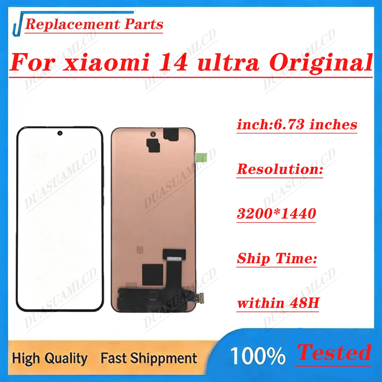6.73 inch Original OEM OLED Screen for Xiaomi 14 Ultra Touch Screen Assembly 120Hz Suitable for Screen Repair
