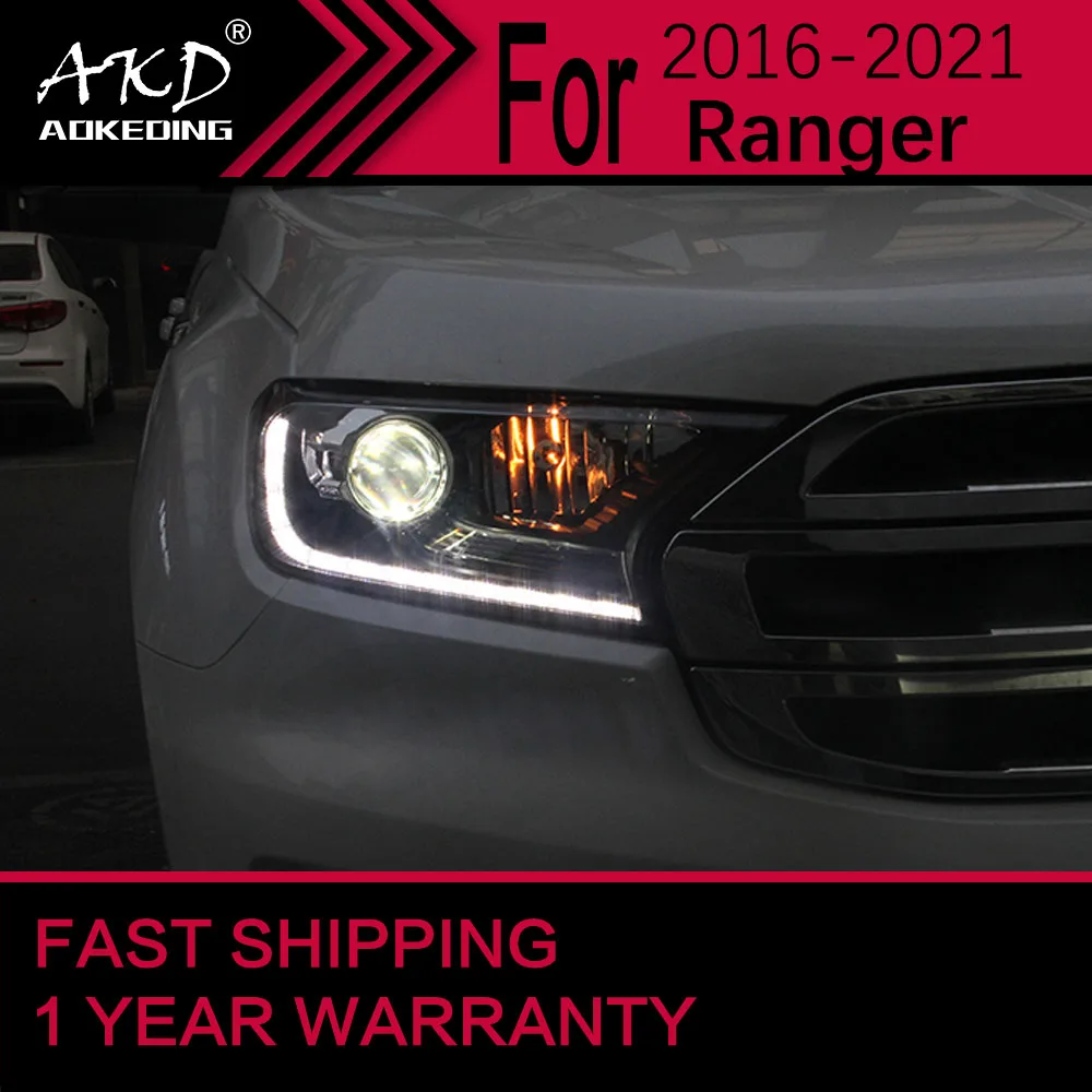 Car Lights for Ford Ranger LED Headlight 2016-2021 Ranger Head Lamp Drl Projector Lens Automotive Accessories