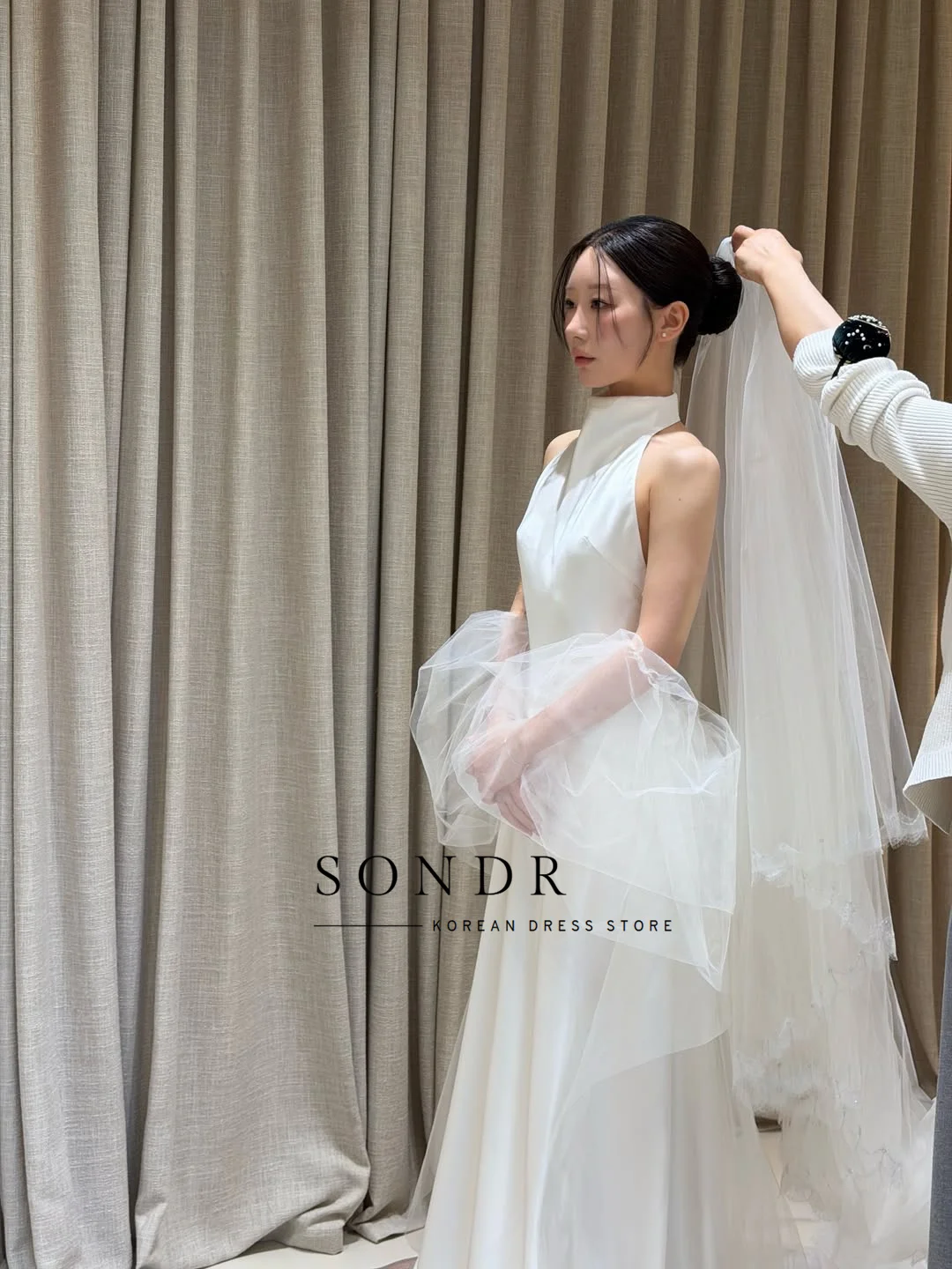 Sondr High-quality Double-sided Acetate Satin Korean Wedding Dresses Customized Floor-Length Sleeveless Bridal Gown Backless