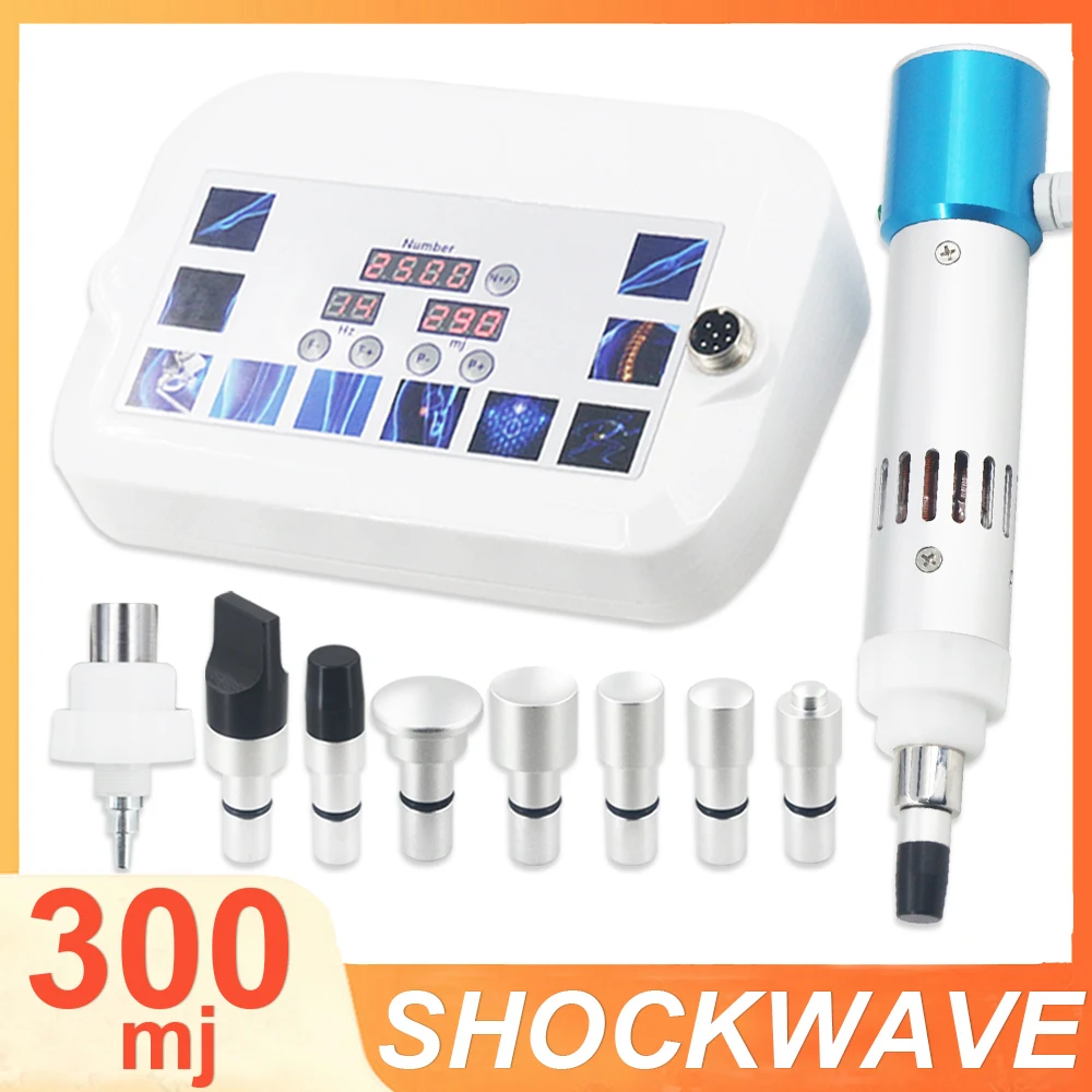 

Shockwave Therapy Machine 7 Heads For Shoulder Back Pain Deep Massage Relieve Tennis Elbow 300MJ Shock Wave Newest