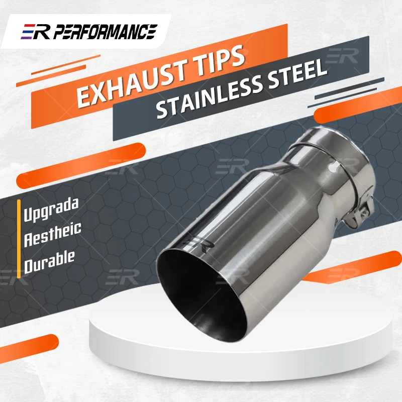 

1 PC ER Universal Car Accessories Stainless Exhaust Flat Cut Tips For Auto Modify Muffler Tail Tip Upgrade Nozzles Single Wall
