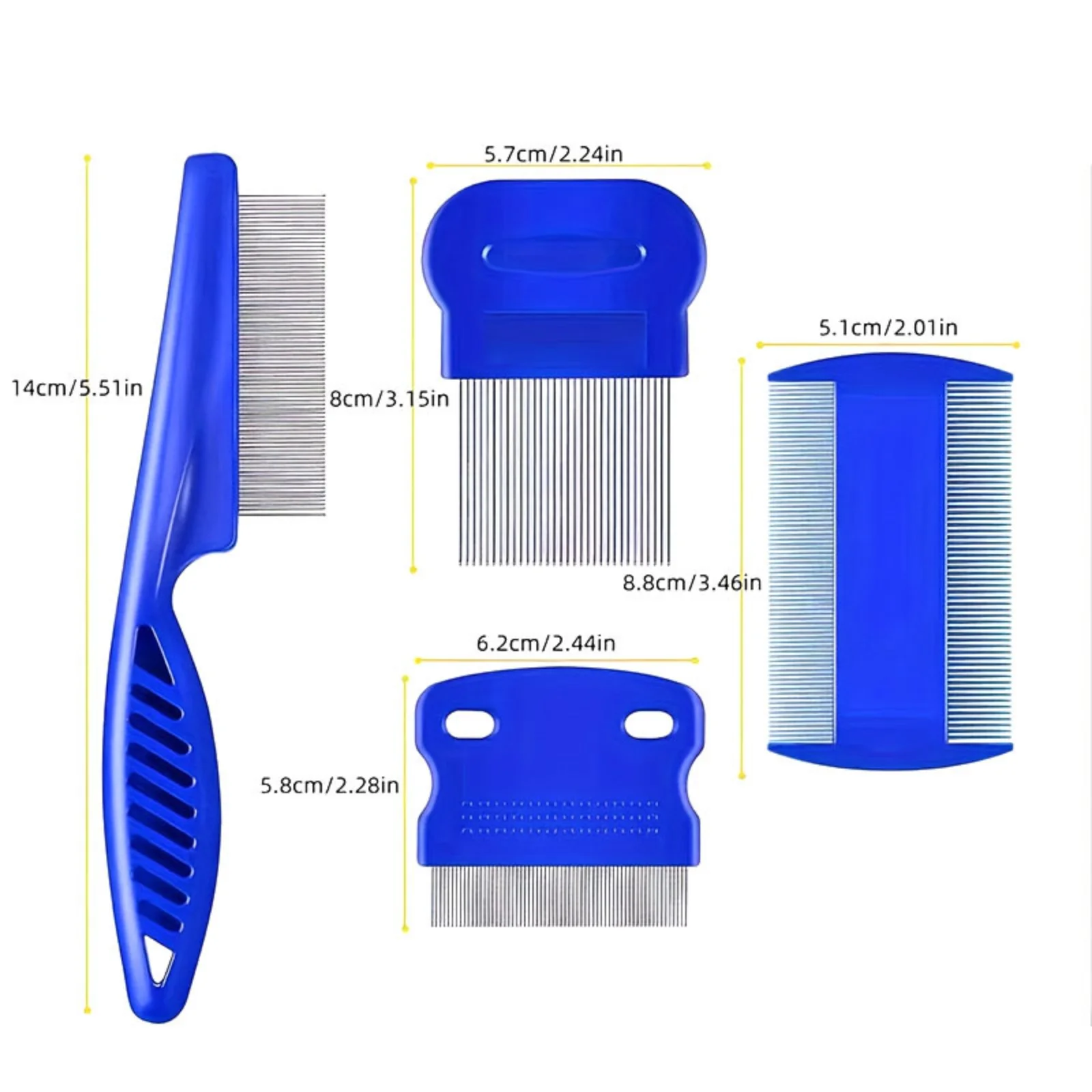 

Pet Comb 4-Piece Set: Lice Removal Dense Tooth Comb, Lice Removal Comb, Tick Hook, Cleaning Pet Comb for Pet Fur Care and