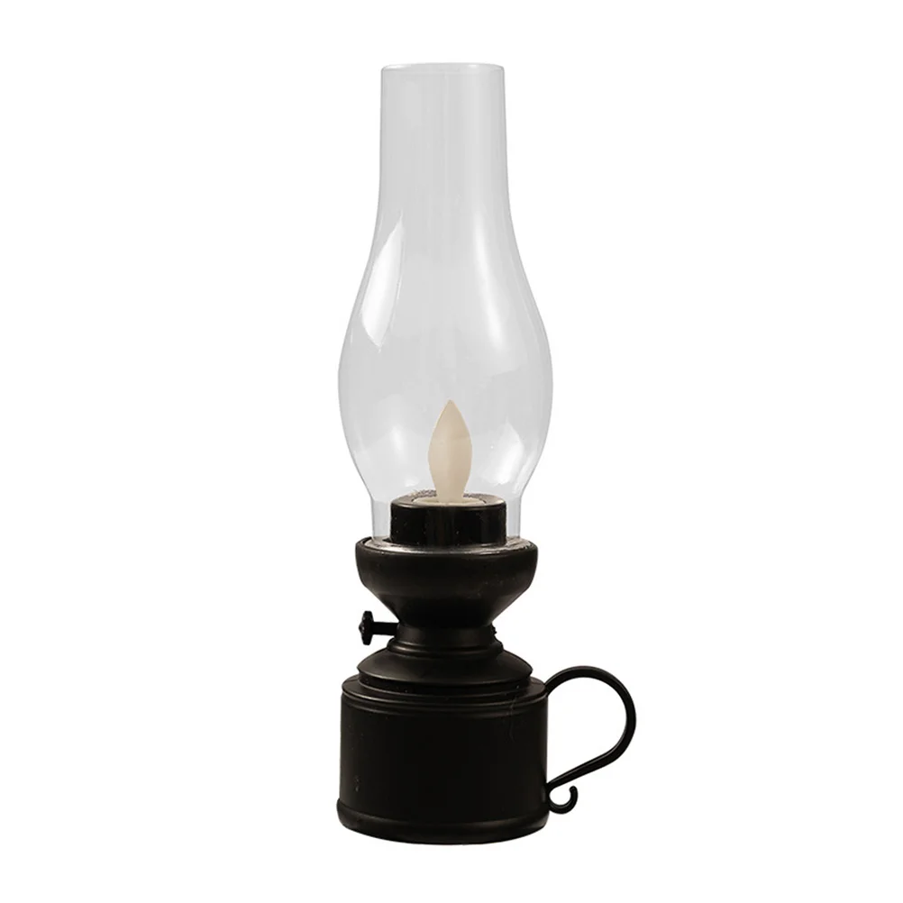 

Table Light Electronic Kerosene Lamp Oil Lamps for Indoor Use Household Flameless Black Retro