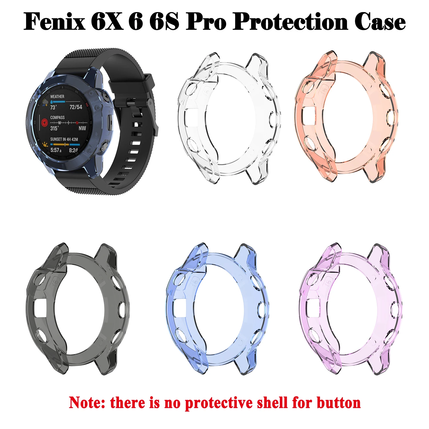 Capa de Proteção TPU Macia para Garmin Fenix, Capa Protetora, Bumper Shell, Fenix 7, 7S, 7X, 5S, 5, 5X Plus, 6S, 6X Pro