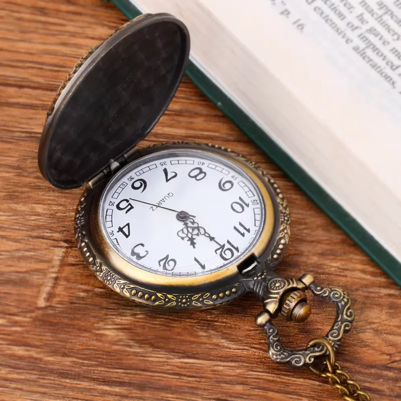 Large bronze fine chain embossed Chinese style nostalgic retro big dragon pocket watch classic pocket watch