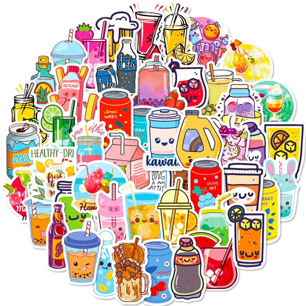 

10/30/50pcs Aesthetics Drinks Cute Stickers Cartoon Girls Graffiti Sticker Diary Luggage Bike Notebook Decorative Decal Toy Gift