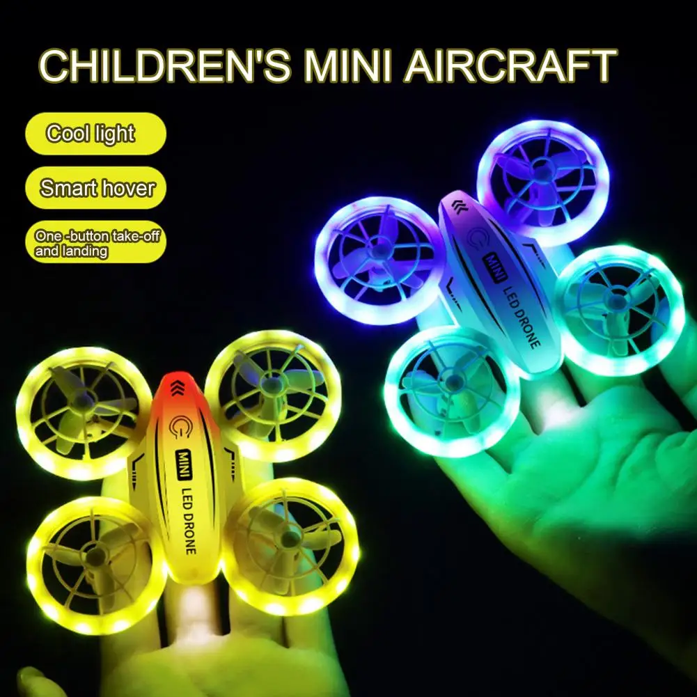 Kids Mini Drone Remote Control Colorful LED Quadcopter 360° Flip Shockproof Full Propeller Protect RC Drone Flying Toy Kids Gift