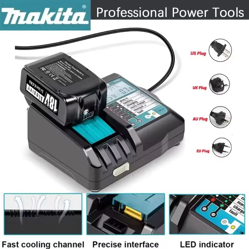 

Makita DC18RF Li-ion Battery Charger 3.5A Charging Current 14.4V 18V BL1830 Bl1430 DC18RC DC18RA Power Tool with USB