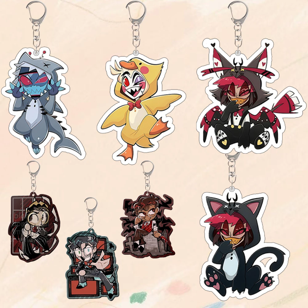 Per Hazbin Hotel Lucifero Morningstar Vox Angel Dust Vaggie Portachiavi acrilico Anime Zaino periferico Accessori Regalo del festival