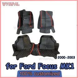 Custom Automotive Car Floor Mats For Ford Focus MK1 2000 2001 2002 2003 Auto Luxury Leather Men Women Car Mats Full Coverage
