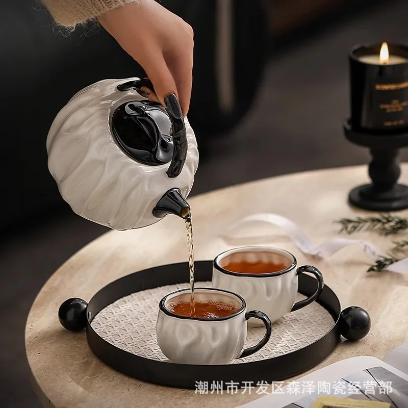 

French tea set, wedding dowry household ceramic kettle, teacup, new home housewarming gift box