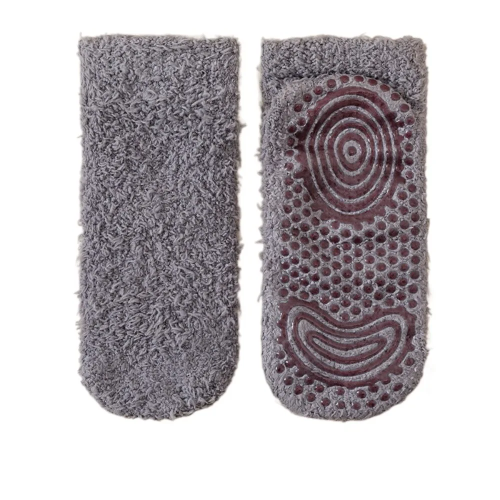 

Cozy Solid Color Coral Fleece Socks Non-Slip Silicone Grip Floor Socks Thickened Warm Tube Socks Autumn Winter Home Wear