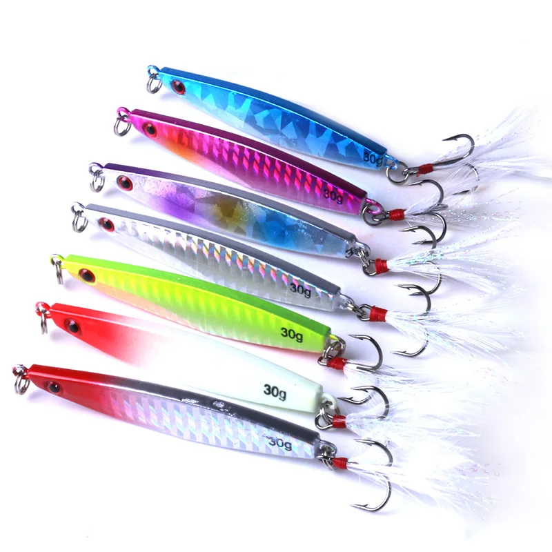 Fishing Lures Metal Plate 3D Eye Metal Jig Saltwater Squid Bass Dogfish Wobbler Hard Bait Artificial Tackle 14g 21g 30g 40g