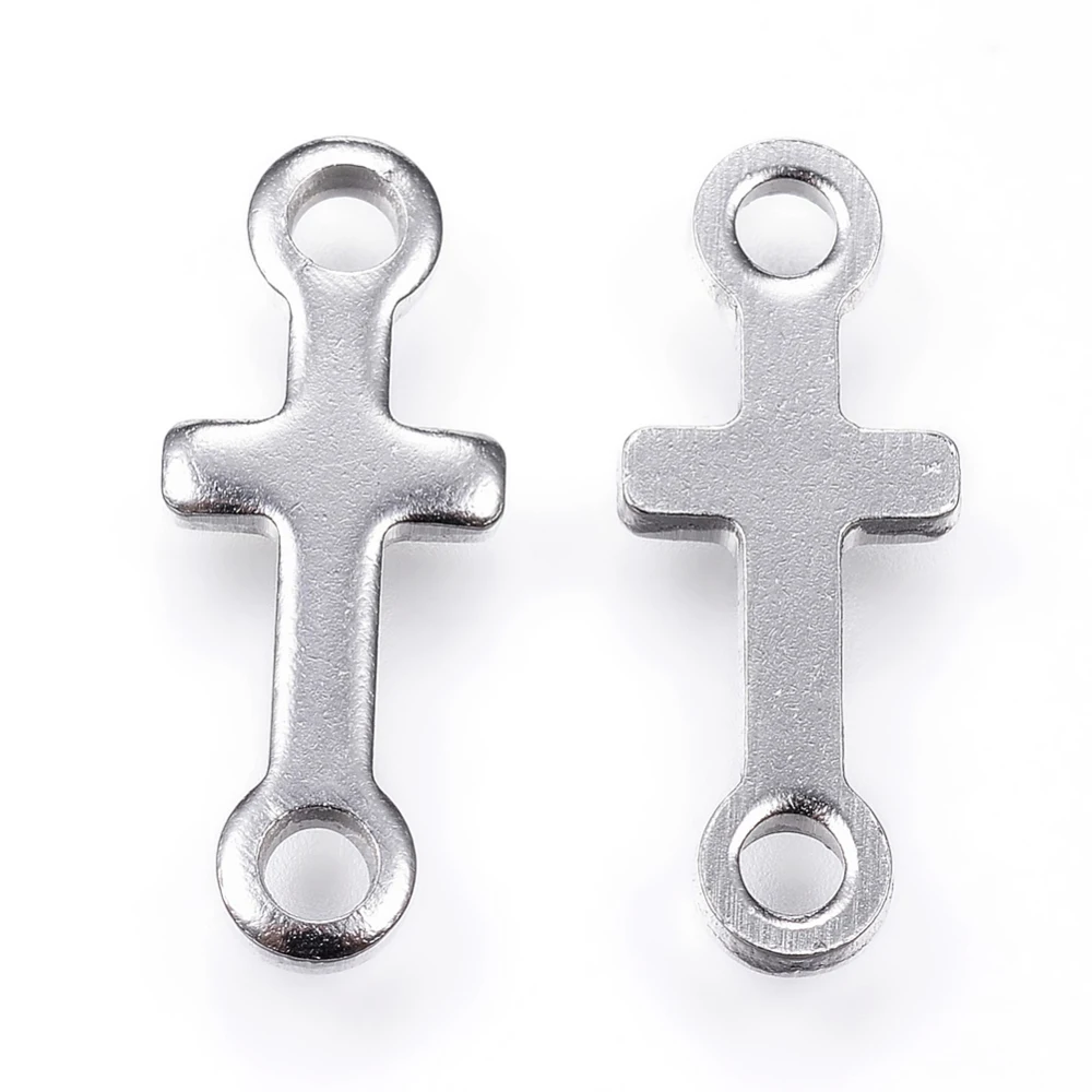 200pcs 304 Stainless Steel Connectors Sideways Cross Links for jewelry Ends making  accessories,18x7x1.5mm,Hole: 2mm