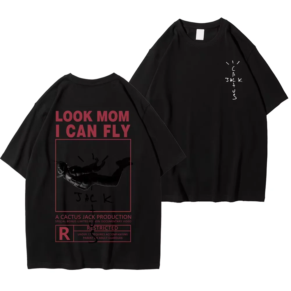 2026 New HOT SALE Street Cactus-Jack T-shirt Summer Men Women LOOK MOM I CAN FLY Tee ASTROWORLD Hip Hop Short Sleeve Tees