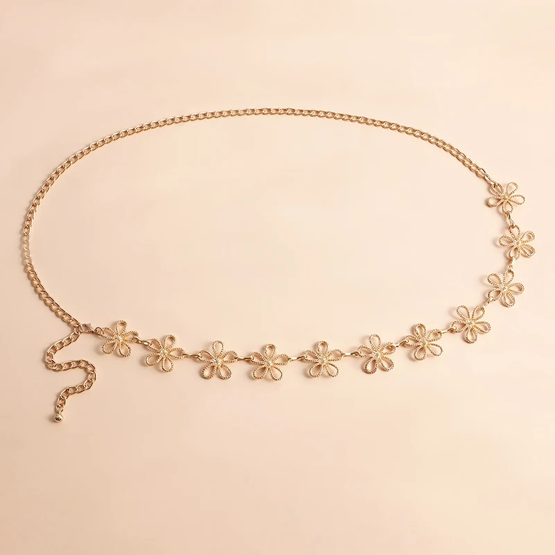 Vintage Metal Hollow Floral Chain Ethnic Waist Chain Women Daily Decor Strap Body Belt view 4