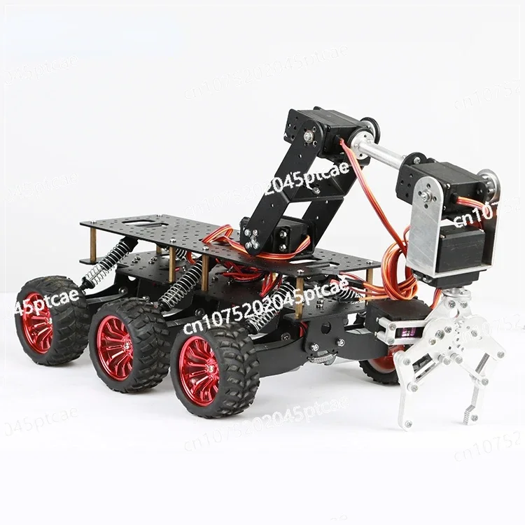 Off Road Climbing Vehicle Shock Absorption Chassis, 6WD Search and Rescue Intelligent Car Chassis, Compatible with Arduino, WiFi