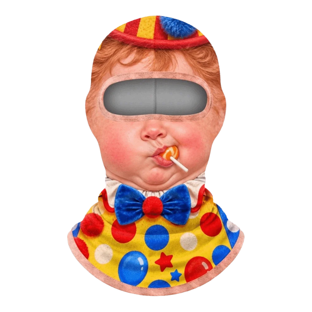 Hood Thermal Fleece Ski Balaclava Warm Funny Baby Face Print Full Face Mask Windproof Protective Face Cover Motorcycle