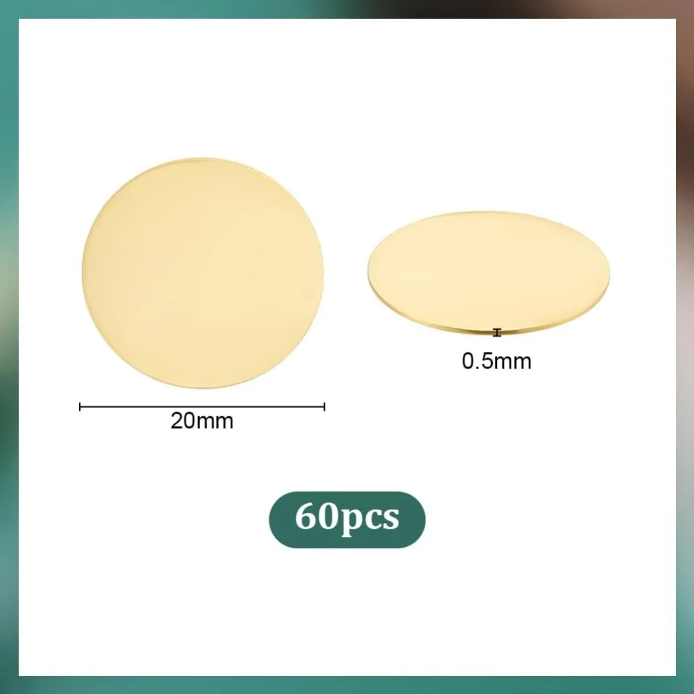 60pcs Brass Tags for Stamping 20mm Metal Stamping Blanks 24 Gauge Circle Brass Discs Circle Tags Golden Solid Blank Coins image 4