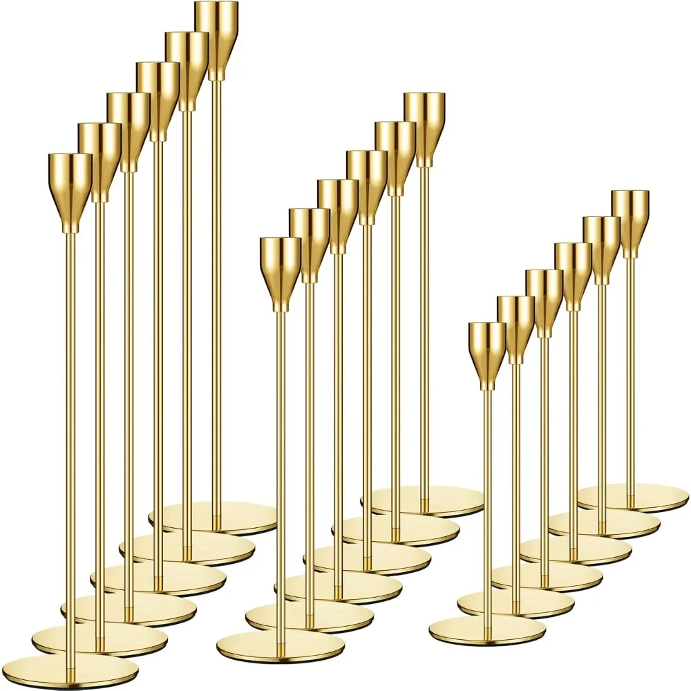 

Set of 18 Candlestick Holders Metal Candle Holder Taper Candle Holders Tall Candle Holders for Table Centerpiece Modern Pillar