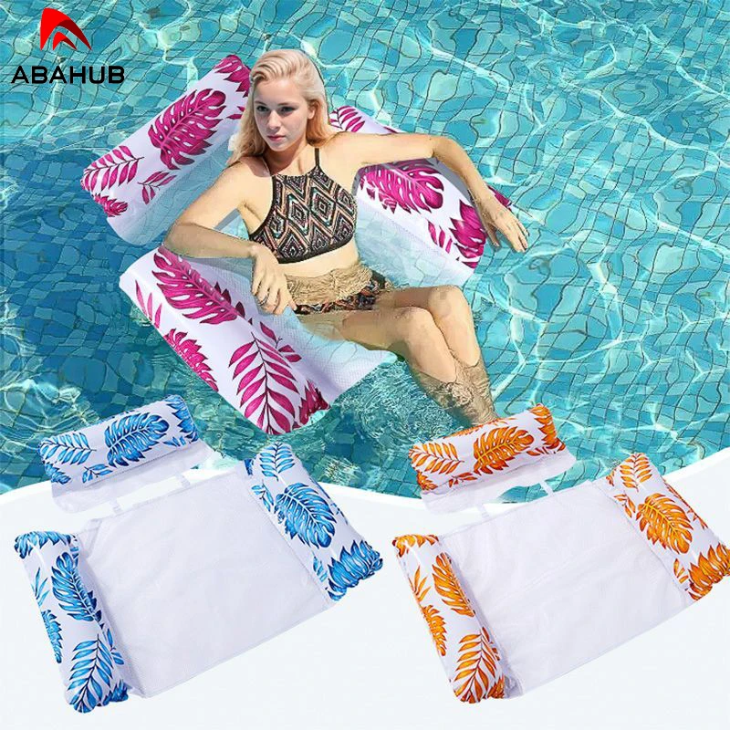 Flotador de piscina inflable para adultos: hamaca de agua desmontable de 3 filas y estera flotante (bomba no incluida