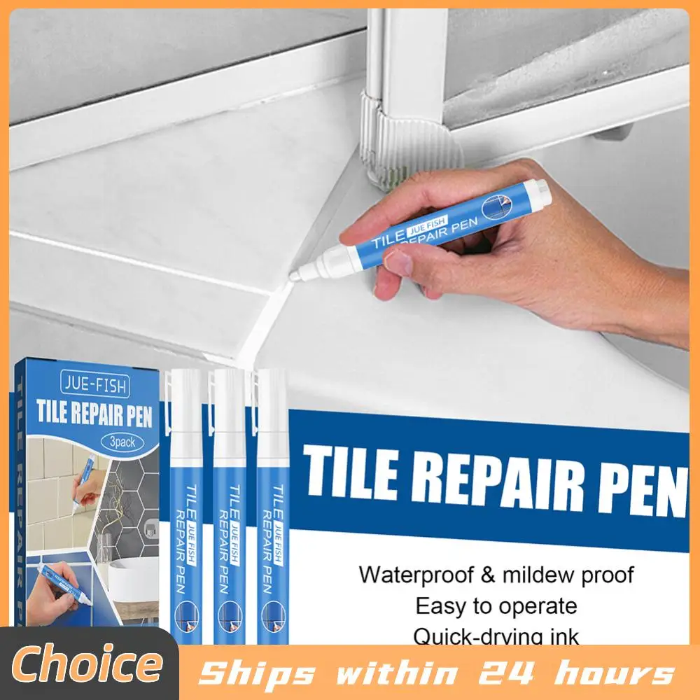 3pcs Grout Pen White Tile Paint Marker Waterproof Grout Filler Pen Mildew-proof Tile Grout Safety for Restoring Tile Wall Floor