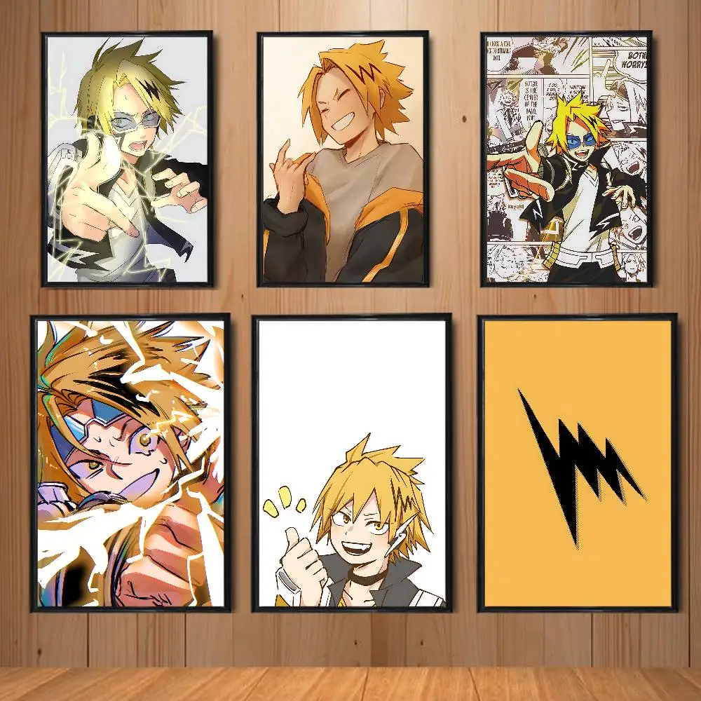 Affiche d'art mural sur toile, motif éclair néon, Denki Kaminari, dessin animé, pour décoration de salon, décoration de la maison